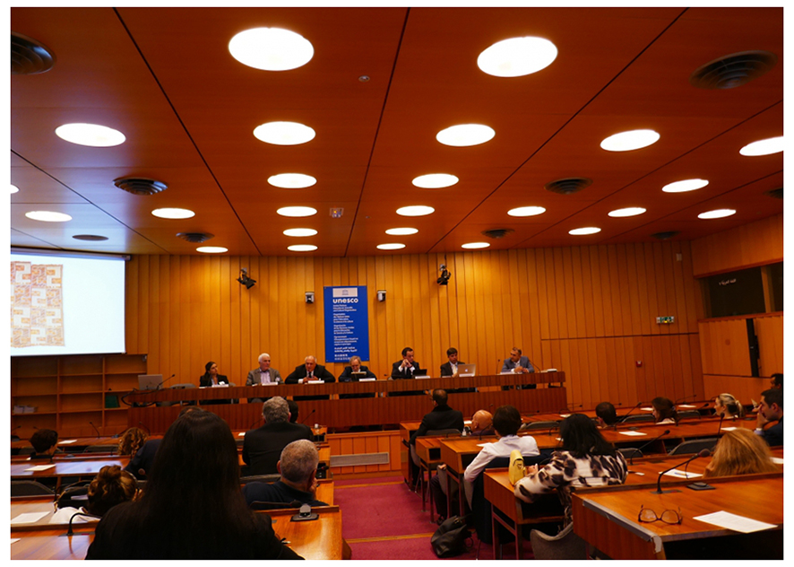 Museum associate delivers a speech with a paper on cultural heritage of Karabakh at the headquarter of UNESCO